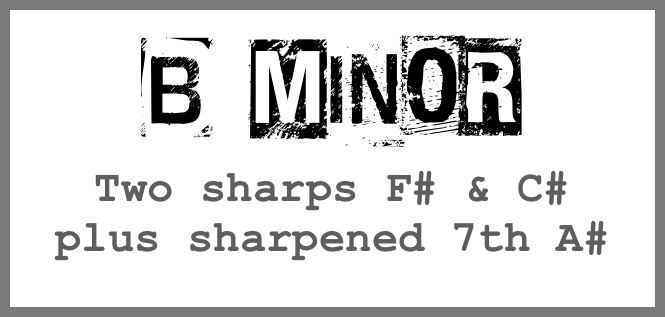 

B minor 
Two sharps F# & C# 
plus sharpened 7th A#
