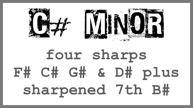 

C# minor 
four sharps 
F# C# G# & D# plus sharpened 7th B#